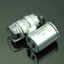 Мини 60X Лупа микроскоп УФ Ювелир Лупа детектор валюты с светодиодный светильник F1CA 2024 - купить недорого