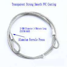 HQ Custom Made 2-5MM Diameter CLEAR PVC COATING Stainless Steel 304 Wire Rope Cable Sling with Ferrule Fastened Eyelets Loops 2024 - buy cheap
