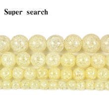 Cuentas redondas de cristal de cuarzo agrietadas con nieve de color amarillo claro Natural para fabricación de joyas cuentas sueltas espaciadoras de 6-12mm pulsera Diy de 15" 2024 - compra barato