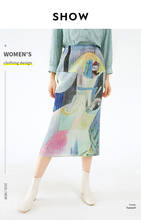 HOT SELLING Miyake fold Wide-brimmed twill pleated Weave Sumizome  Printed castle skirt IN STOCK 2024 - buy cheap