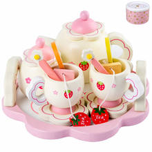 Make Afternoon Tea Wooden Set Baby Girl Kitchen Toys Pretend Play Serve Customer Early Educational Child New Year Birthday Gift 2024 - buy cheap