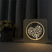 Árvore do amor 3d led arylic de madeira noite lâmpada de mesa luz interruptor controle escultura lâmpada para quarto das crianças decorar 2024 - compre barato