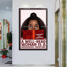 Принты для девушек афро, черная девушка для чтения на стену, Черная Женская прочная холст, декор для влюбленных книг, винтажный уникальный подарок для женщин афро 2024 - купить недорого