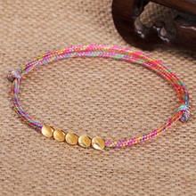 Qilxy pulseiras tibetanas artesanais, contas de cobre com pingentes, para mulheres e homens, moda colorida, pulseiras de ioga da sorte, corda, presente 2024 - compre barato