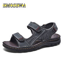 EMOSEWA-zapatos de piel auténtica para hombre, sandalias de verano para la playa, zapatillas informales a la moda para exteriores, talla 48 2024 - compra barato