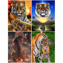 Diamante redondo completo bordado kit tigre 5d diy pintura diamante tigre ponto cruz strass mosaico decoração da parede casa pintura 2024 - compre barato