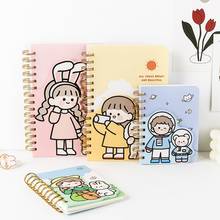 MINKYS Kawaii Girl с кроликом двойные катушки, спиральный блокнот, планировщик, дневник, ежедневник, блокнот, школьные канцелярские принадлежности 2024 - купить недорого