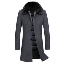 New Arrival Fashion Winter Long Detachable Down Liner Thermal Wool Collar Woolen Men Coat Thick Casual Size MLXL2XL3XL4XL5XL6XL 2024 - buy cheap