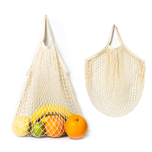 Beige Organic Cotton Mesh Tote Bag Reusable Market Grocery Shopping Bags Fruit Net Bag 2024 - buy cheap