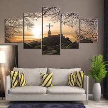 Pôsteres religiosos religiosos, 5 peças, cruz tela imagens casa arte de parede quadro decoração para sala de estar impressões hd 2024 - compre barato