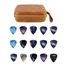 Waterproof Guitar Plectrum Case Portable Guitar Accessories Pick Holder Zipper Leather Pick Storage Bag With 15pcs Guitar Picks 2024 - buy cheap