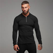 Fashion Men Polo Shirt Long Sleeve Solid Color Polos Shirts Zipper Slim Turn-Down Collar Autumn Gym Bodybuilding Fitness Blouse 2024 - buy cheap