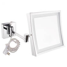 Square 8.5Inch LED Light Wall Mount Extending Folding Cosmetic Mirror 3X Magnifying LED Shaving Chrome Plated Gold Makeup Mirror 2024 - buy cheap