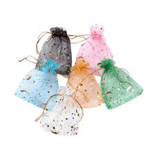 100pcs/bag  Moon Star Organza Bags 7x9 9x12cm Small Christmas Drawstring Gift Bag Charm Jewelry Packaging Bags & Pouches 2024 - купить недорого