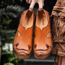 Мужские сандалии 39s; Дышащие сандалии-гладиаторы в римском стиле из натуральной кожи; Пляжные сандалии; Летняя резиновая обувь; Модная онлайн-обувь; 2020 2024 - купить недорого