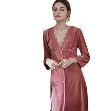 Women's Nightdress Autumn Winter Long Style New Sexy Pijamas Spring and Autumn Long Sleeve Lace Velvet Home Wear Winter 2024 - buy cheap
