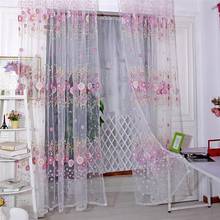 Fashion Curtains Sunflower Tulle Voile Window Curtain Drape Panel Sheer Scarf Valance 2024 - buy cheap