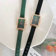 Rectangle Women Fashion Watches Elegant Ladeis Quartz Wristwatches Ulzzang Luxury Brand Black Green Female Watch Leather Clock 2024 - buy cheap