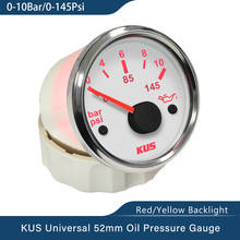 Manómetro de presión de aceite para coche y barco, medidor de presión de aceite KUS de 52MM, 0-145PSI con retroiluminación disponible en rojo y amarillo, 0-10Bar 2024 - compra barato