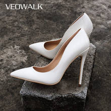 Veowalk sapato feminino de salto super alto, salto fino sexy, sapato stilettos branco de couro patenteado, sapatos de festa para mulheres 2024 - compre barato