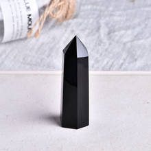 1PC Natural Rock Obsidian Hexagonal Column Crystal Point Mineral Ornament Healing Wand Home Decor DIY Gift Home Decoration 2024 - buy cheap