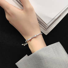 Novo 925 prata esterlina pulseiras encantos bowknot pulseira para mulheres menina jóias sorte cristal cheio presente de pulso feminino 2024 - compre barato