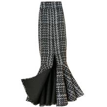 small fragrance tweed woolen mermaid skirt women autumn winter high waist package hip trumpet skirt plus size 4XL 2024 - buy cheap