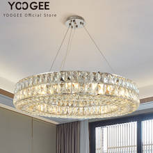 Lustre de luxo para sala estar redonda lâmpada quarto cristal moderna grande chrome decoração para casa luminária led interior lustre 2024 - compre barato