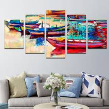 5 Pieces Oil Painting Canvas Print Boat View Poster Home Decoration for Living Room Bedroom Wall Art Mural Painting Frameless 2024 - buy cheap