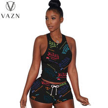 VAZN-Conjunto de 2 piezas para mujer, ropa deportiva sin mangas, con letras especiales, Sexy, de cintura alta, para verano y playa, 2021 2024 - compra barato