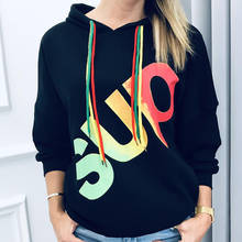 Sudadera con capucha para mujer, suéter holgado de manga larga con estampado de letras tie dye, color negro, de gran tamaño, color pastel, C467, novedad de 2020 2024 - compra barato