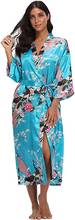 Roupão longo feminino, plus size, chinês, estampa de flor, pavão, kimono, vestido, noiva, damas de honra, casamento, roupa de dormir sexy 2024 - compre barato
