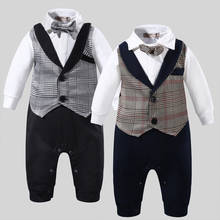 Nova roupa do bebê falso dois conjuntos de manga longa macacão terno de negócios recém nascido roupas de bebê macacão de bebê 0-24months 2024 - compre barato