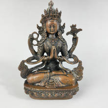 Estatua de Buda de 4 brazos, Budismo Tibetano elaborado, Colección china, decoración del hogar, cobre sagrado, buena suerte, No.2 2024 - compra barato