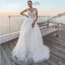 LORIE-vestidos de novia de playa, manga de casquillo, apliques de encaje, vestidos de novia bohemios, estilo campestre, 2020 2024 - compra barato