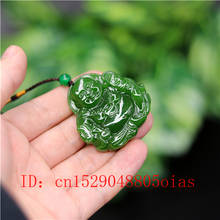 Natural Green Chinese Jade Maitreya Pendant Necklace Charm Jadeite Jewelry Carved Amulet Fashion Accessories Gifts for Women Men 2024 - buy cheap