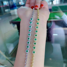 KJJEAXCMY boutique jewelry 925 sterling silver inlaid natural emerald gemstone girl bracelet yellow and white color support dete 2024 - buy cheap