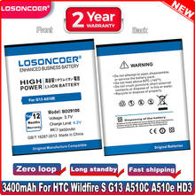 Аккумулятор LOSONCOER 3400 мАч BD29100, аккумулятор для HTC G13 Wildfire S A510e A510C T9292 HD3 HD3s HD7 PG76100 T9292 2024 - купить недорого