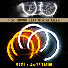 4 шт. Hopstyling автомобильный Стайлинг двухцветные белые желтые 4 х131мм светодиодные кольца с ореолом для BMW 3 5 7 серии E46 E36 E38 E39 лампа с ангельским глазом 2024 - купить недорого