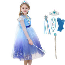 Vestido de princesa Elsa para niñas, disfraz de reina de la nieve, con capa, para fiesta de Halloween y Cosplay, novedad 2024 - compra barato