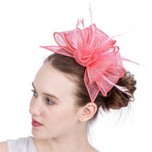Tocado Floral rosa para mujer, accesorios para el cabello, diadema, Sinamay, tocado de novia, iglesia, Derby 2024 - compra barato