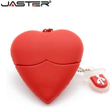 Jaster pendrive de desenho animado, coração vermelho, usb, 4gb, 8gb, 16gb, 32gb, 64gb 2024 - compre barato