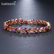 LUOTEEMI Brand Fashion Charm AAA Cubic White Zircon Rose Gold Color Leaf Jewelry Bracelets For Woman Elegance Wedding Party Gift 2024 - buy cheap