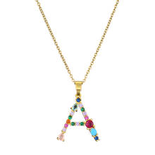 2022 New Fashion Personal Initial Necklace For Women Girl Colourful Crystal CZ Letter Pendant Necklace 45cm Gold Chain Necklace 2024 - buy cheap