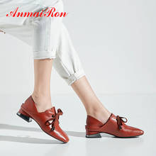 ANMAIRON 2020 Casual Lace-Up Square Toe Pumps Women Shoes  Basic Square Heel Leisure Genuine Leather Luxury Women Shoes 34-43 2024 - buy cheap