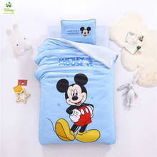 Edredón azul claro de Mickey Mouse para cuna de bebé, juego de funda nórdica de algodón 500TC para niños pequeños, ropa de cama con estampado 3D de Disney 2024 - compra barato