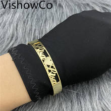 VishowCo Customized Letter Name Bracelet Personalized Custom Bangles Women Men Rose Gold Stainless Steel Chrismas Jewelry Gift 2024 - buy cheap