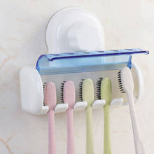 Suporte de escova de dentes com 5 orifícios, ventosa de sucção, tampa de escova de dente, montagem na parede, suporte de capa de poeira, produtos de banheiro, produtos para casa 2024 - compre barato