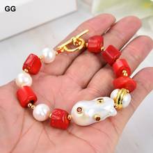 GuaiGuai-pulsera con conector, joyería, color rojo, Coral, blanco, Perla blanca, Keshi, perla, Cz, pavé, envío gratis 2024 - compra barato