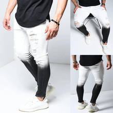Модные мужские обтягивающие джинсы, эластичные джинсы, обтягивающие длинные камуфляжные брюки, потертые мужские рваные джинсы Rip Bike 20 стилей 2024 - купить недорого